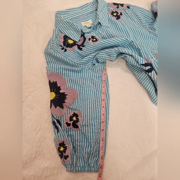 Anthropologie Maeve Floral Embroidered Buttondown Shirt Size XL Preppy - Picture 12 of 14